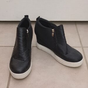 Black and White Wedge Sneakers